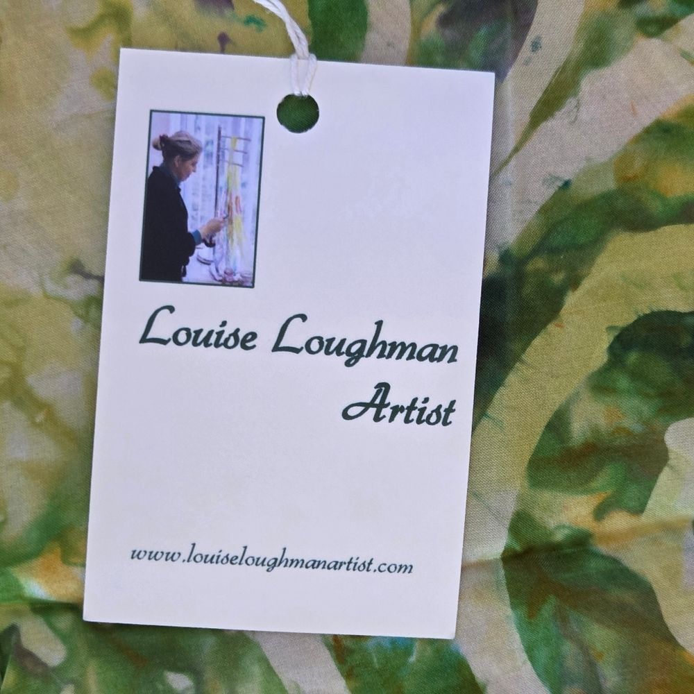 NWT Artsy Hand Painted 100% Silk Scarf Ireland Newgrange Louise Loughman Artist - Picture 6 of 9